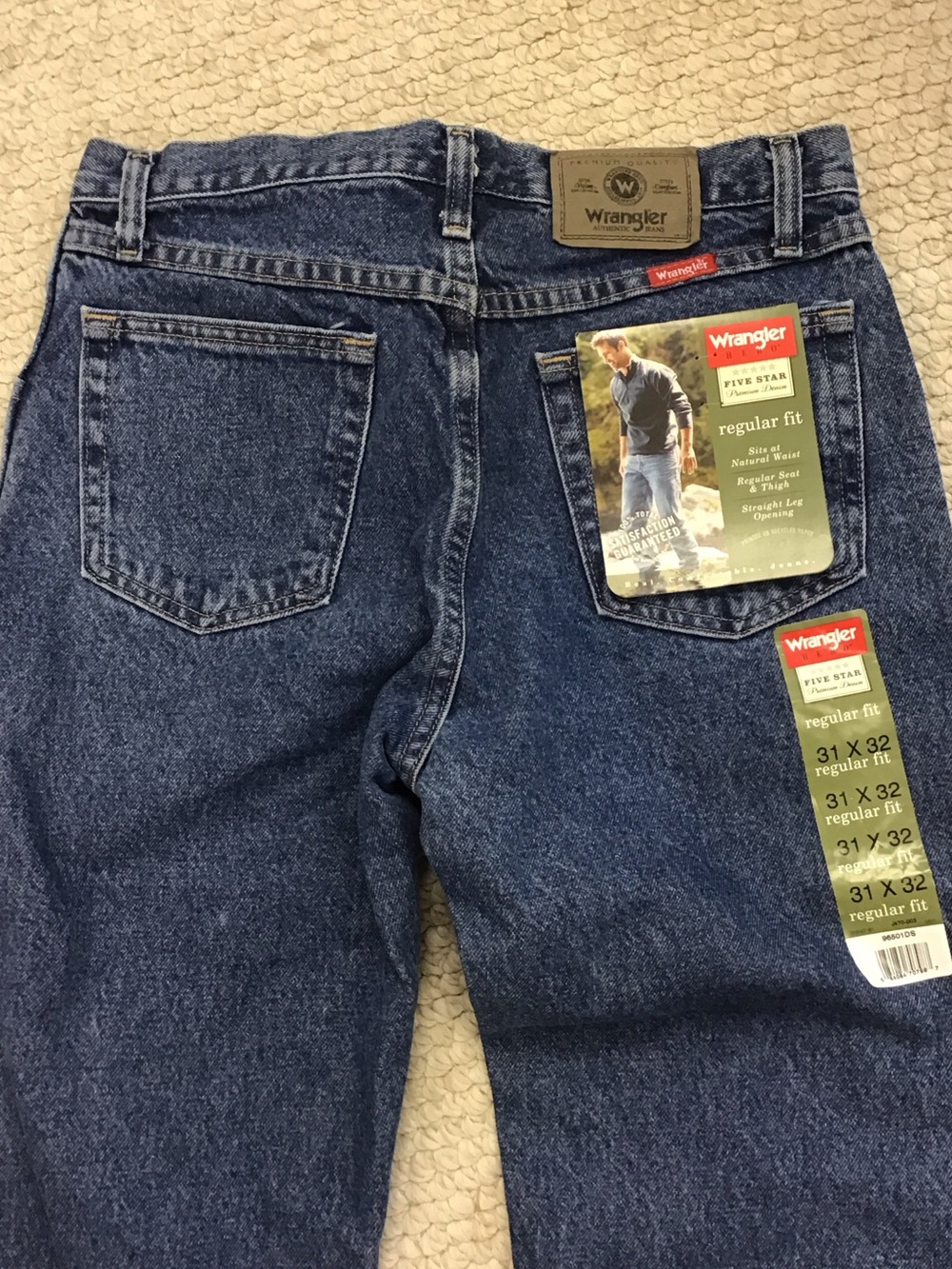 Wrangler Men’s Five Star Regular Fit Dark Blue Jeans